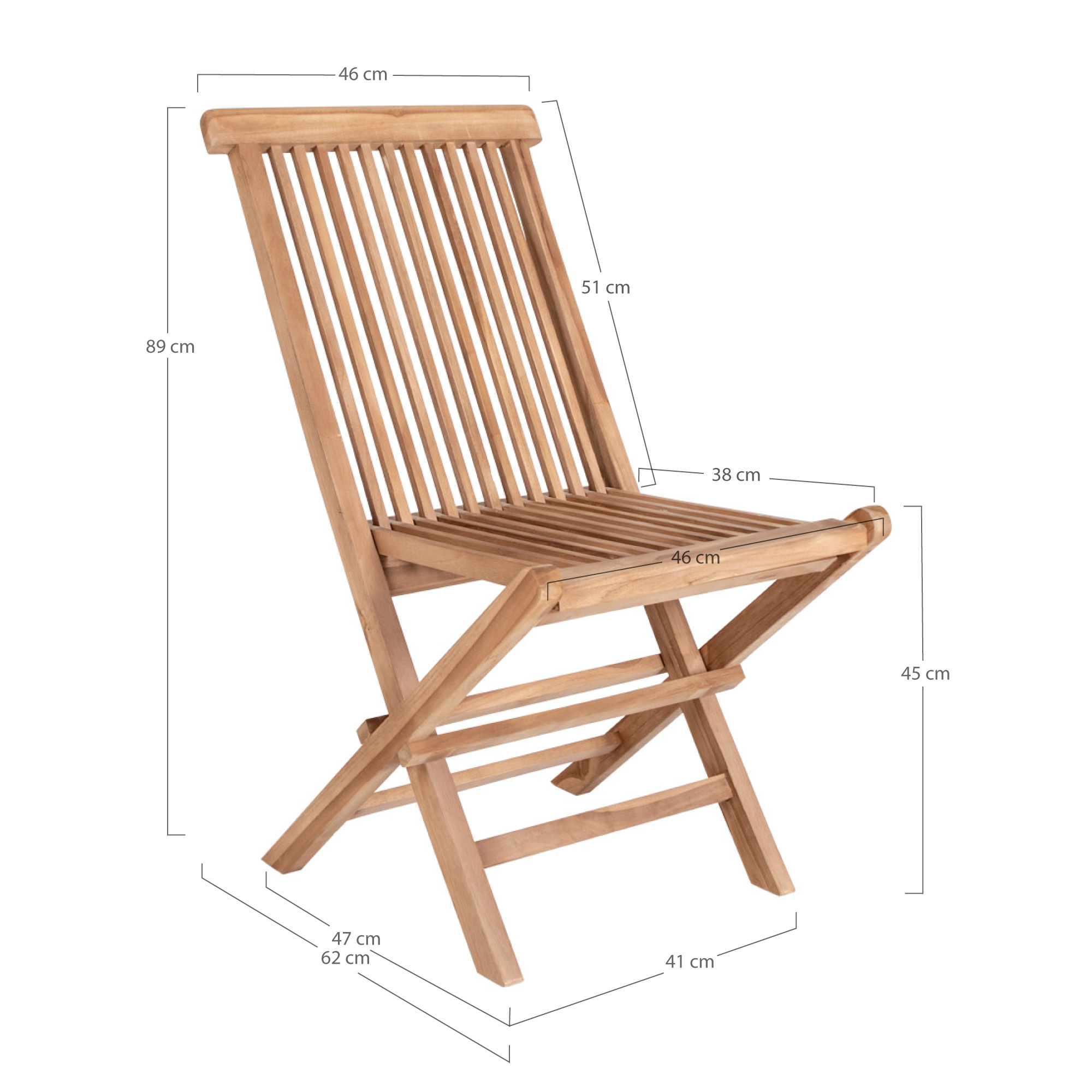 Toledo Teak Gartenstuhl- Esszimmerstuhl - 2er Set - Teak
