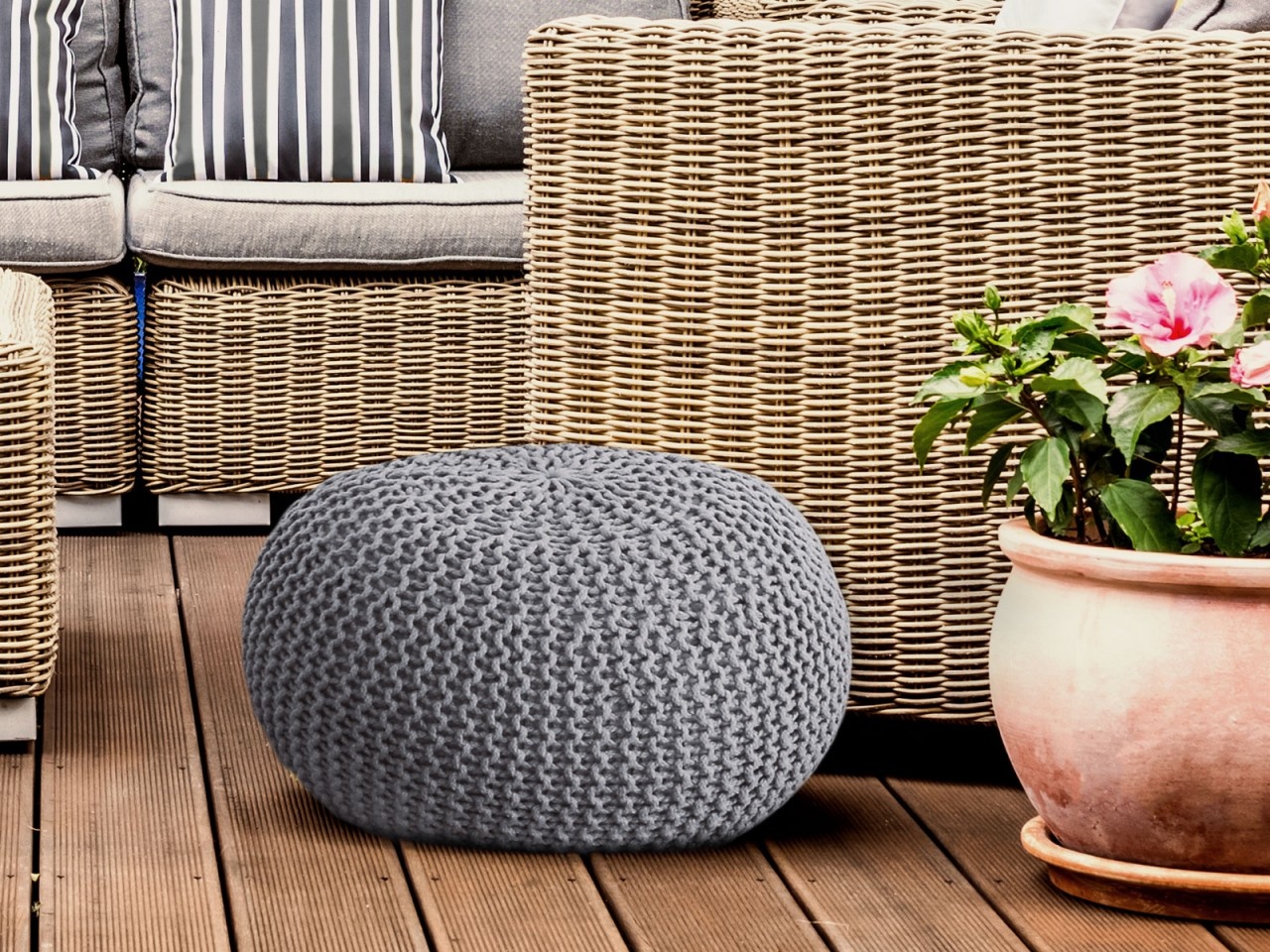 Zittende Pouf PREMIUM-55cm - Voor buiten en binnen - Grijs