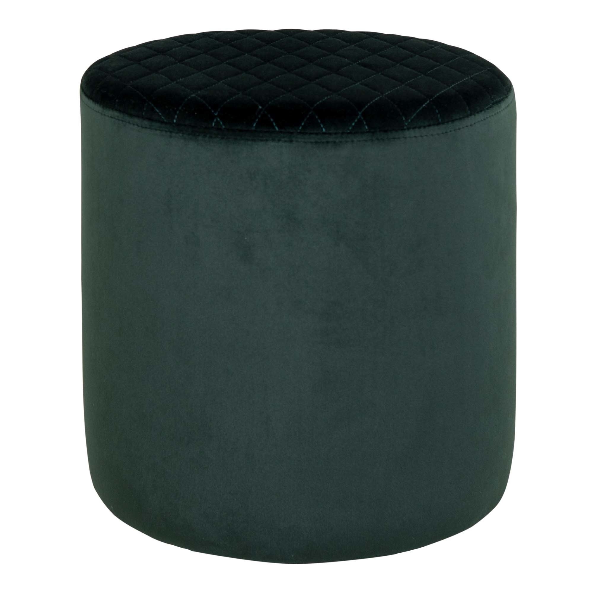 Ejby round footstool - Dark green - Velvet