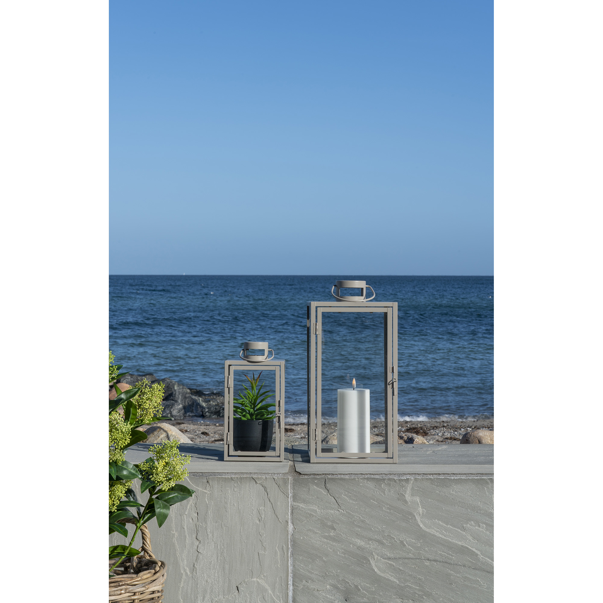 Laterne Korfu - Gartendekoration - 2er Set - Grau - Metall