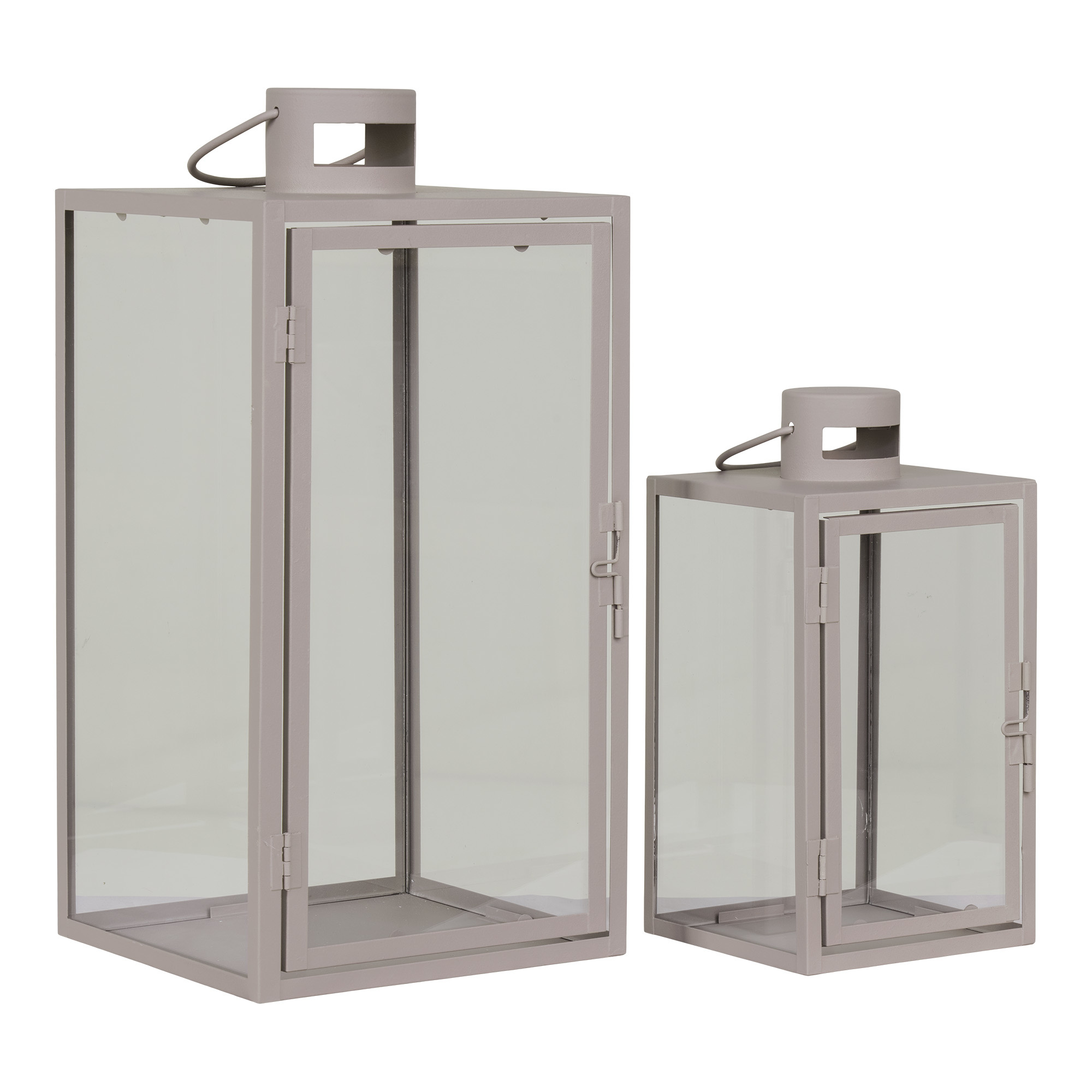 Laterne Korfu - Gartendekoration - 2er Set - Grau - Metall