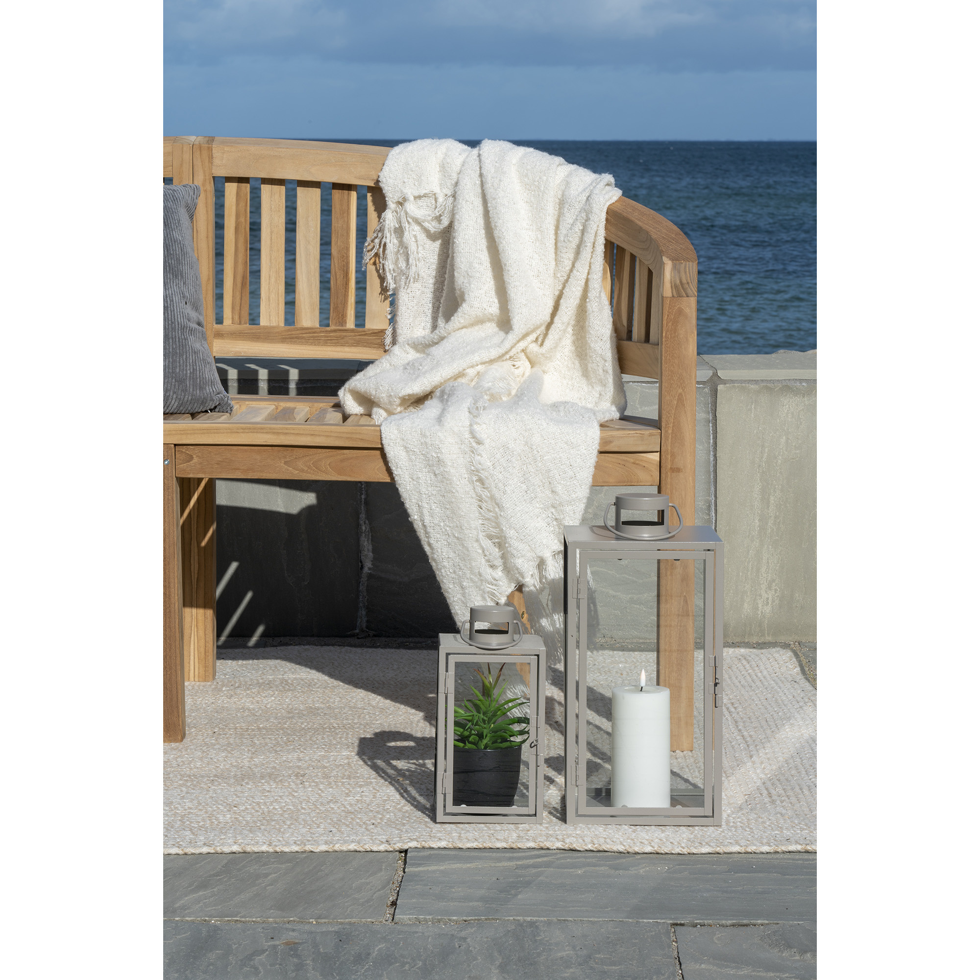 Laterne Korfu - Gartendekoration - 2er Set - Grau - Metall