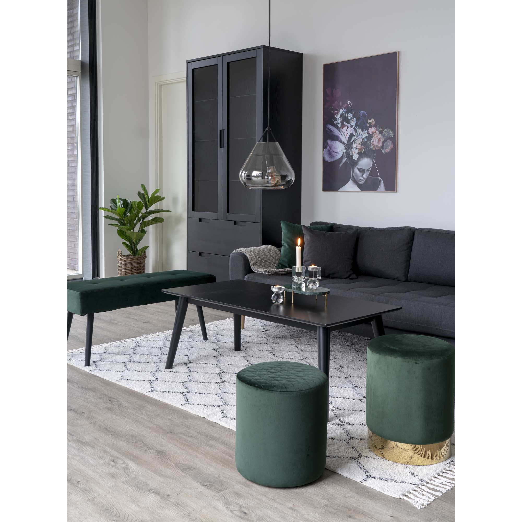 Ejby round footstool - Dark green - Velvet