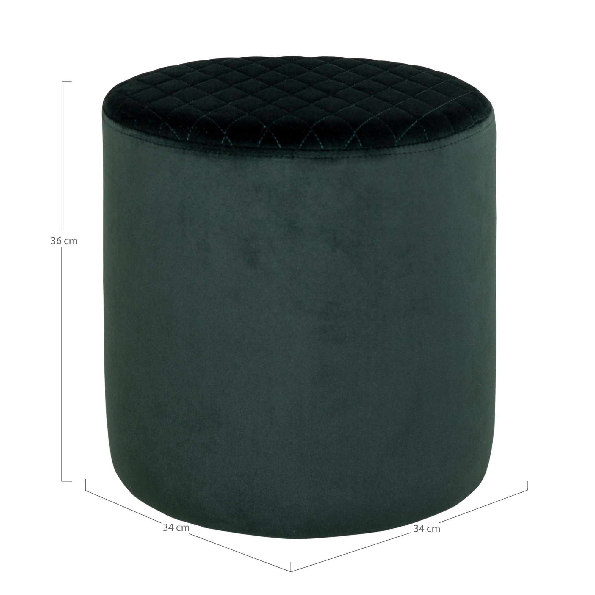 Ejby round footstool - Dark green - Velvet