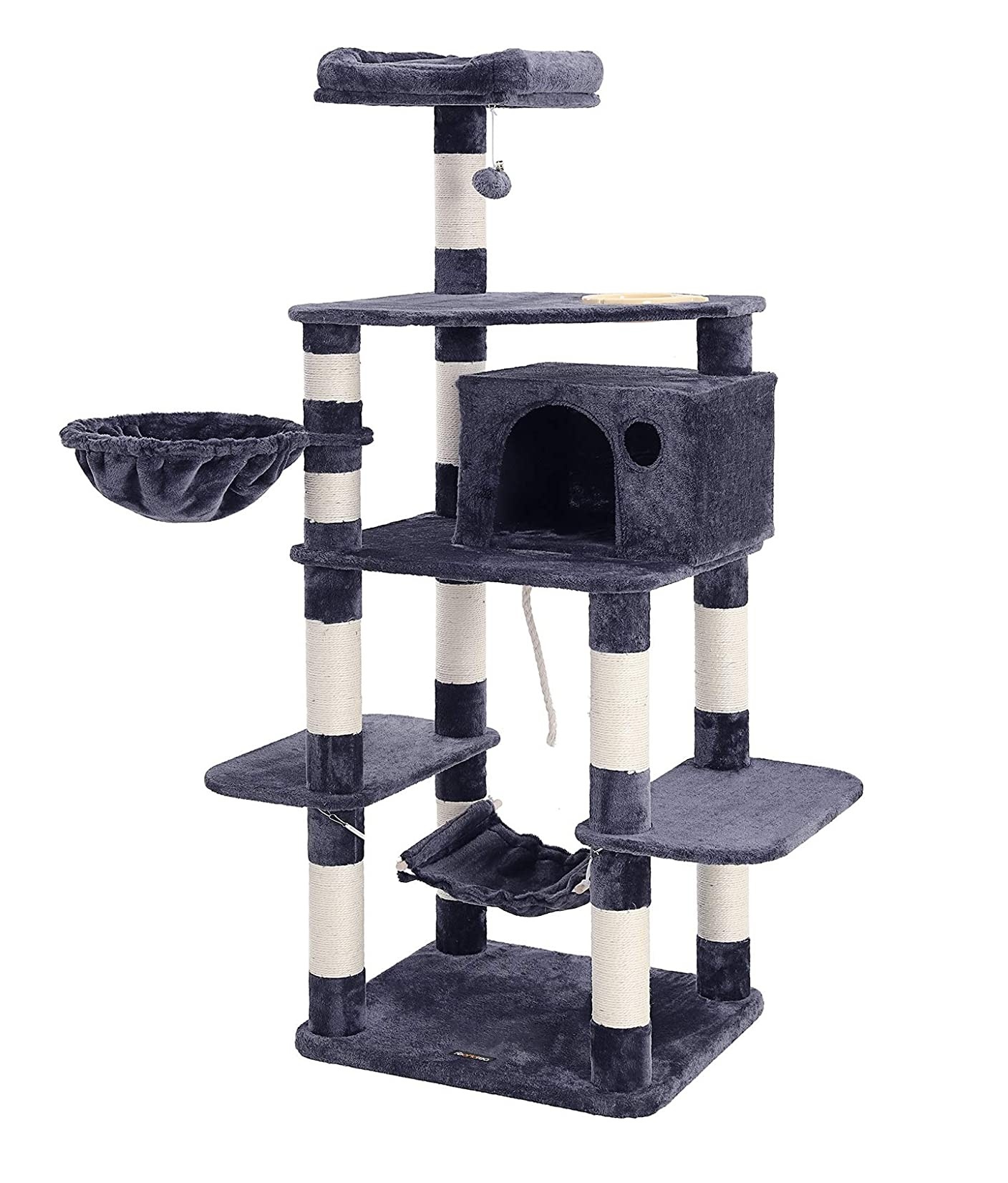 Parya Pets - Stable Scratching Post - Incl. Hammock - Basket - Cave - Climbing Tree Dark Grey