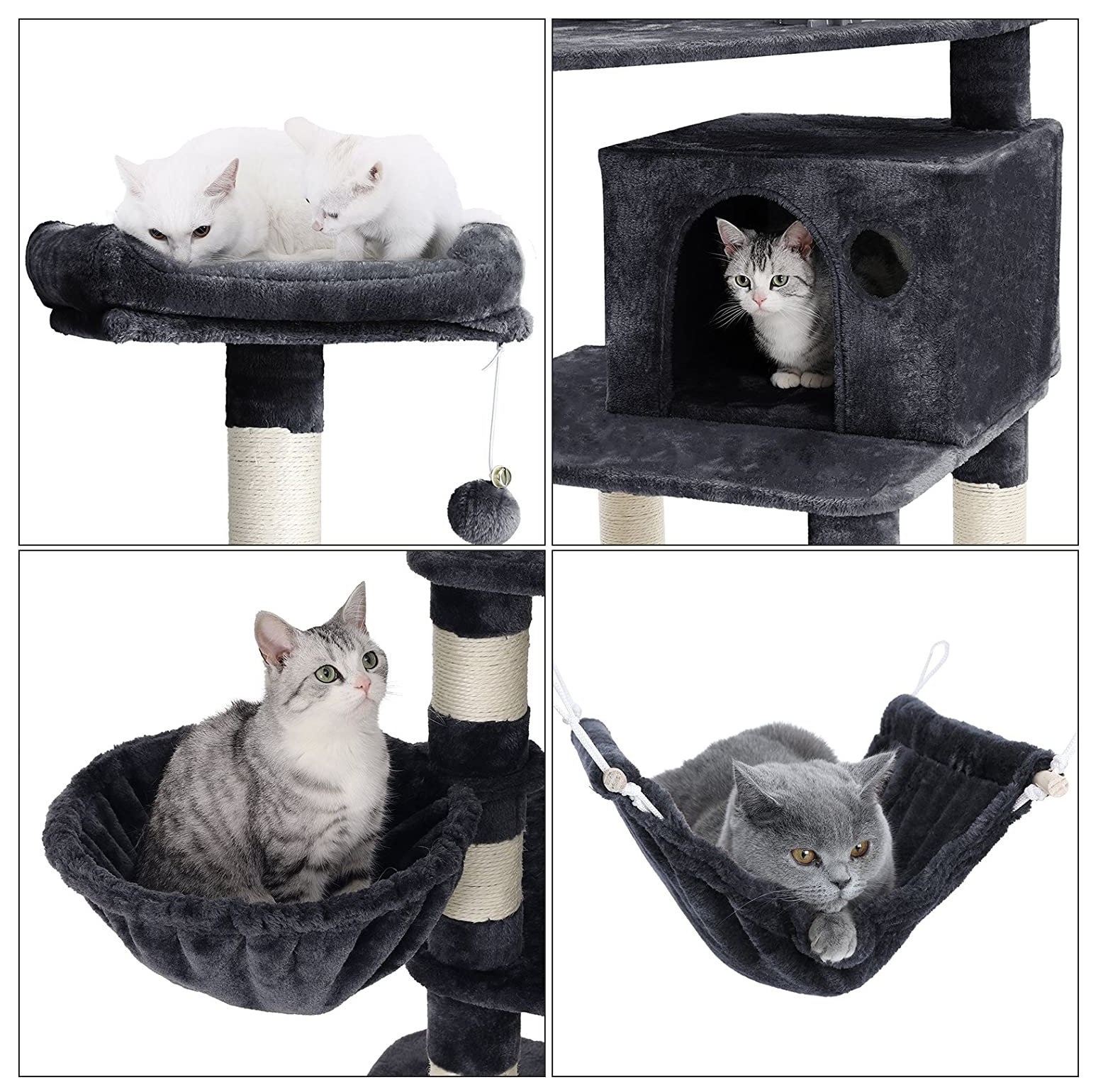 Parya Pets - Stable Scratching Post - Incl. Hammock - Basket - Cave - Climbing Tree Dark Grey