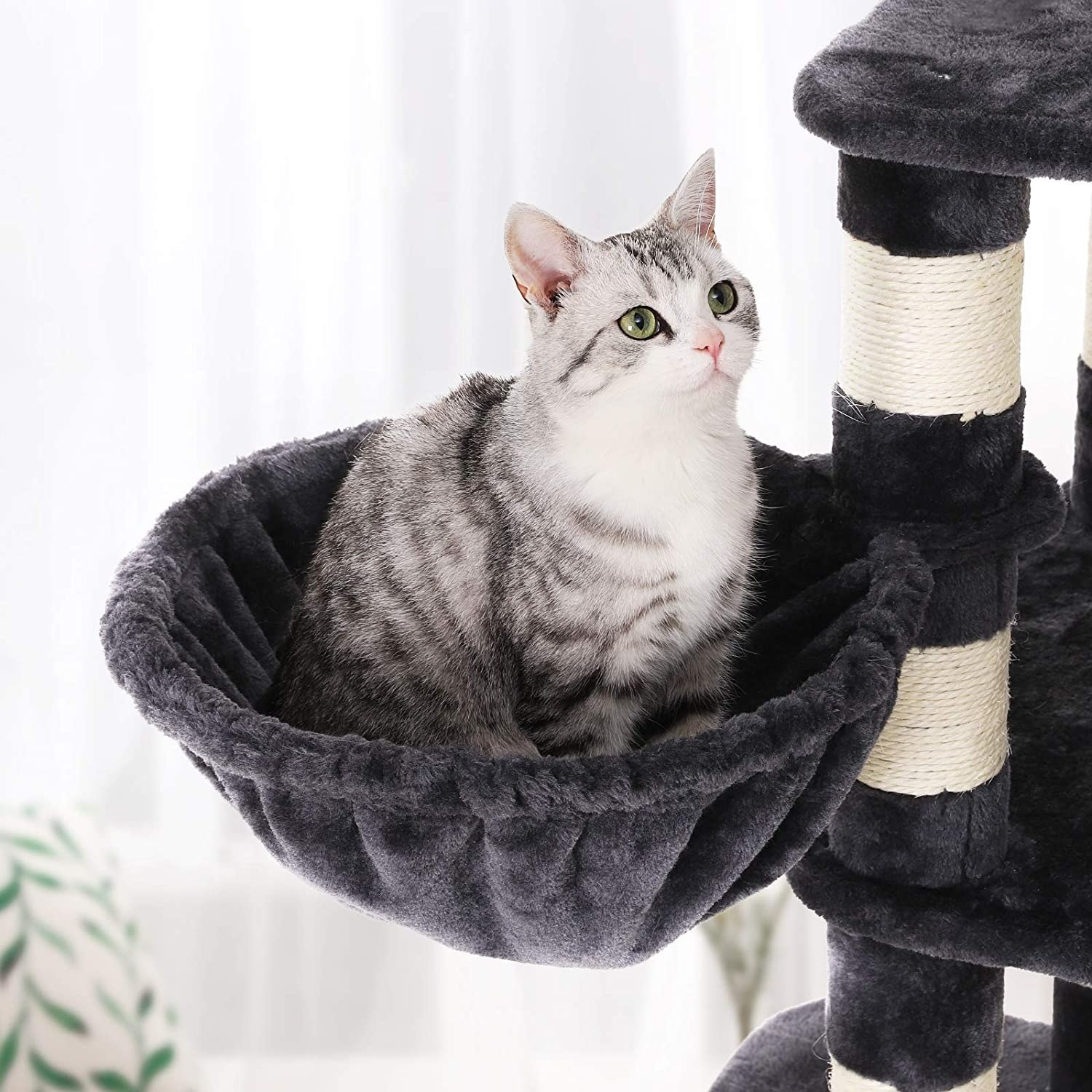 Parya Pets - Stable Scratching Post - Incl. Hammock - Basket - Cave - Climbing Tree Dark Grey
