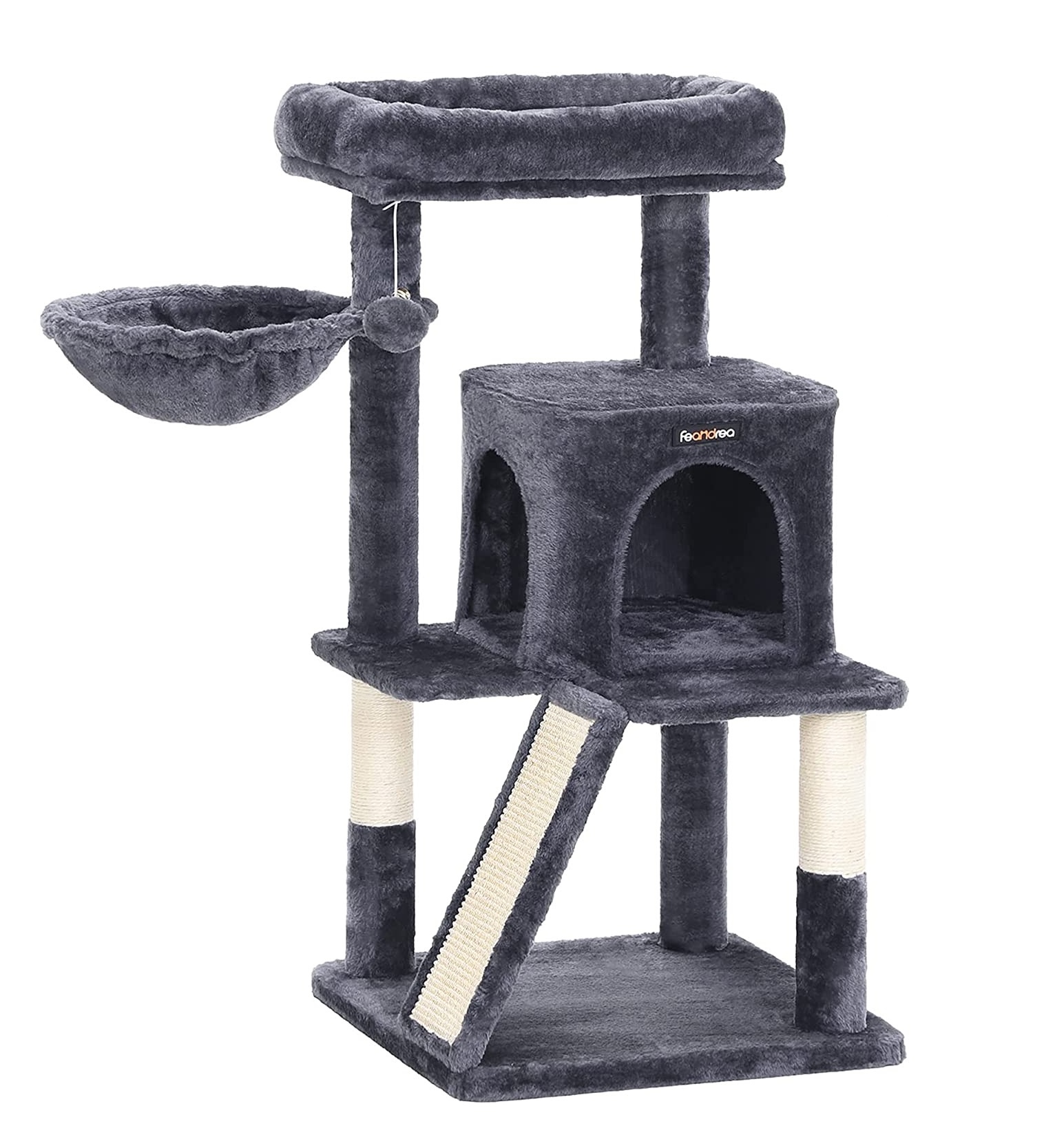Parya Pets - Stable Scratching Post - Incl. Viewing Platforms - Cave - Scratching Board - Climbing Tree - Dark Grey