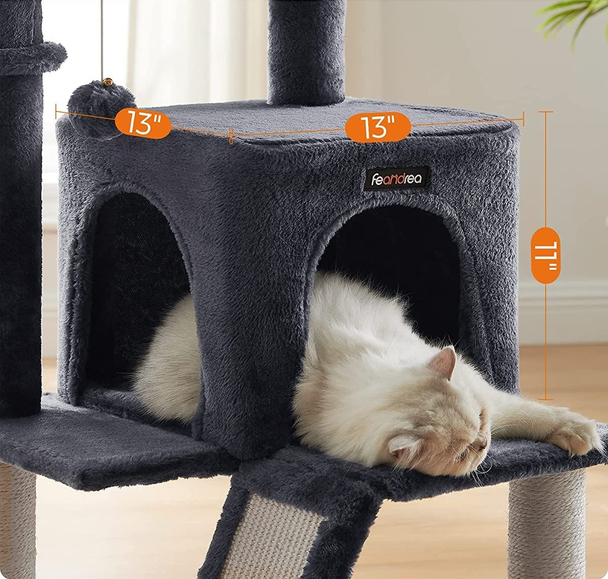 Parya Pets - Stable Scratching Post - Incl. Viewing Platforms - Cave - Scratching Board - Climbing Tree - Dark Grey