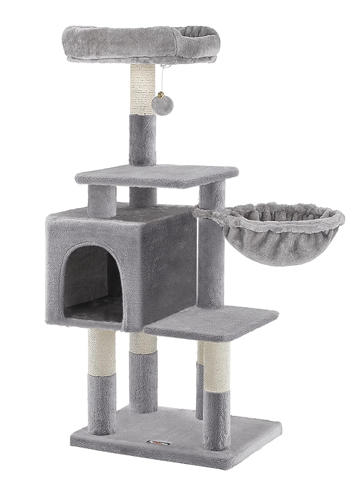 Parya Pets - Stable Cat Post - Incl. Cave and Hammock - Climbing Tree - Viewing Platform - Gray