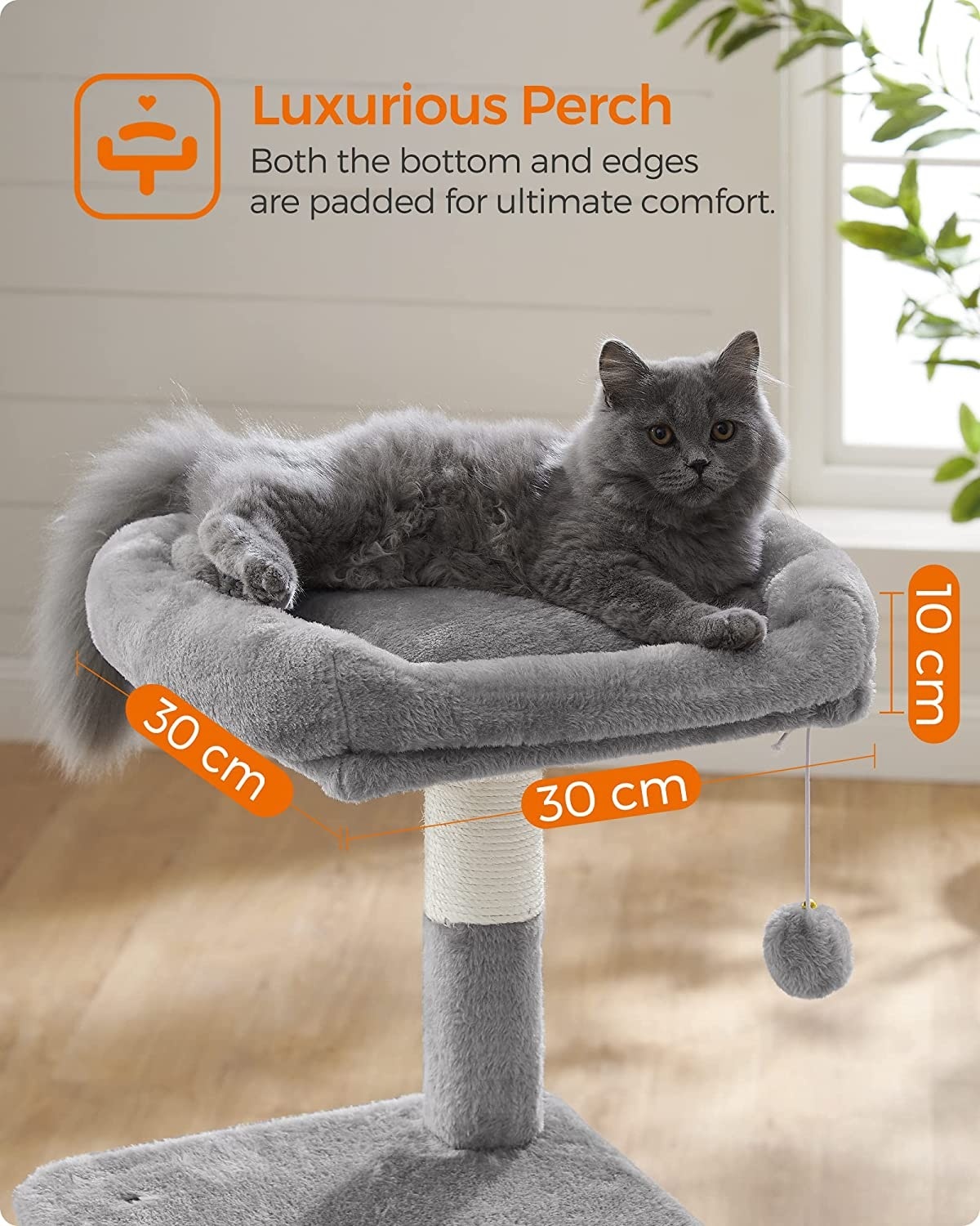 Parya Pets - Stable Cat Post - Incl. Cave and Hammock - Climbing Tree - Viewing Platform - Gray