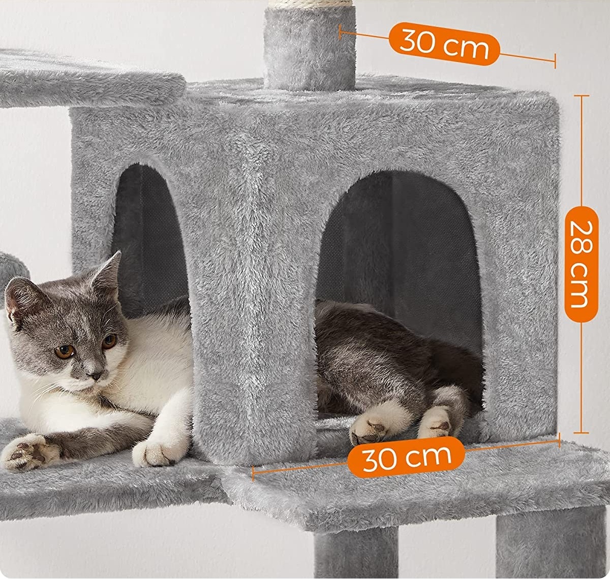Parya Pets - Stable Cat Post - With Hammock - Cat Tree - Incl. Hammock - Cave - Gray