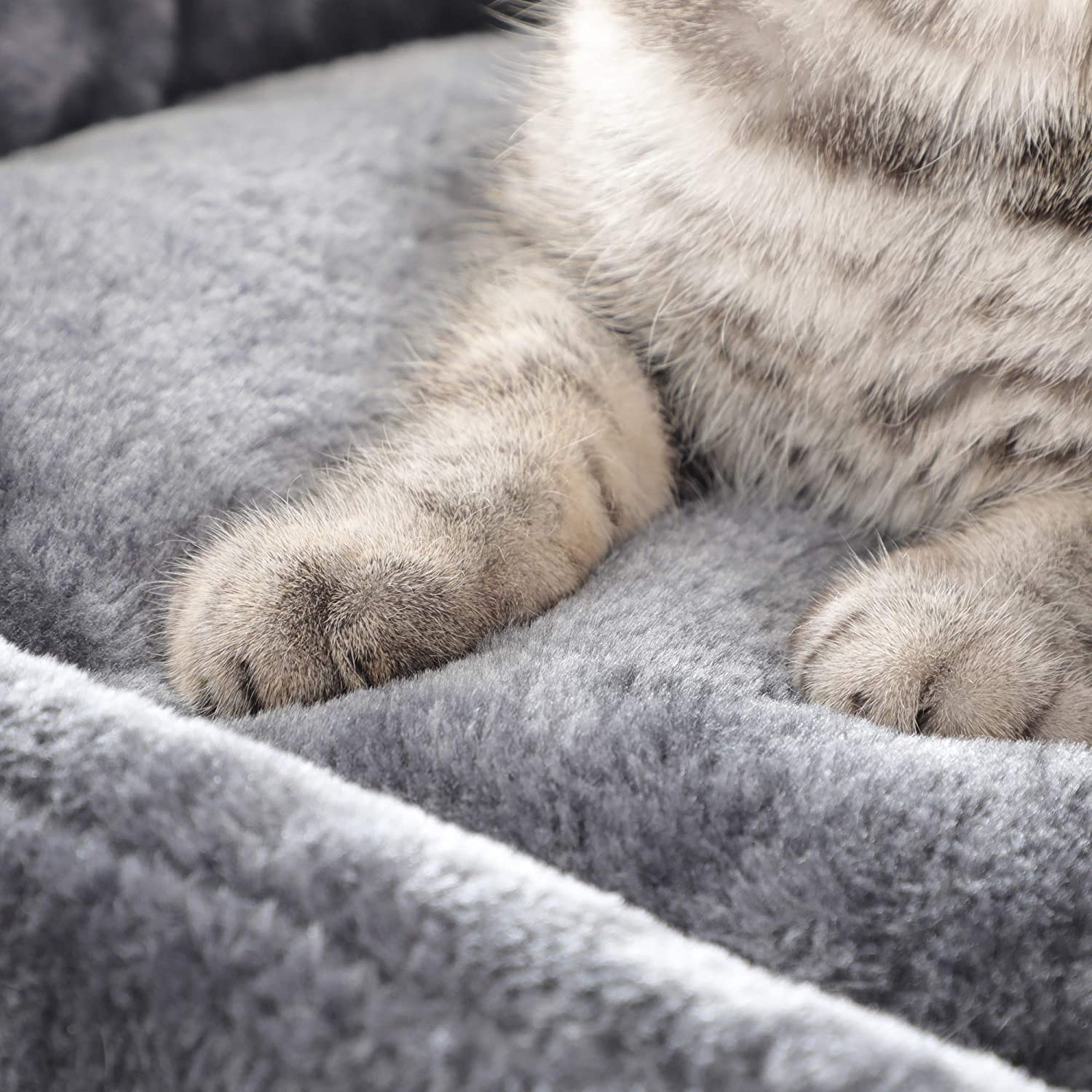 Parya Pets - Stabiele Krabpaal - Incl. 2 grotten - Klimboom - Mand - Donker Grijs