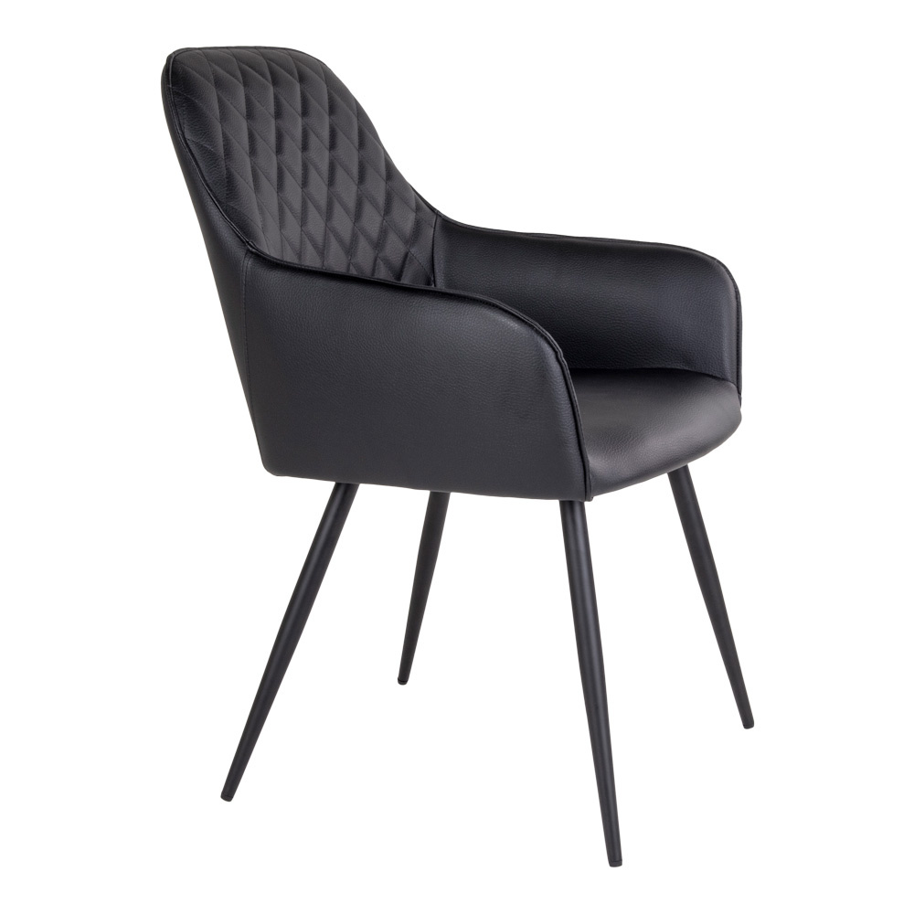 Harbo Dining Chair - Stuhl aus schwarzem PU mit schwarzen Beinen - 2er Set