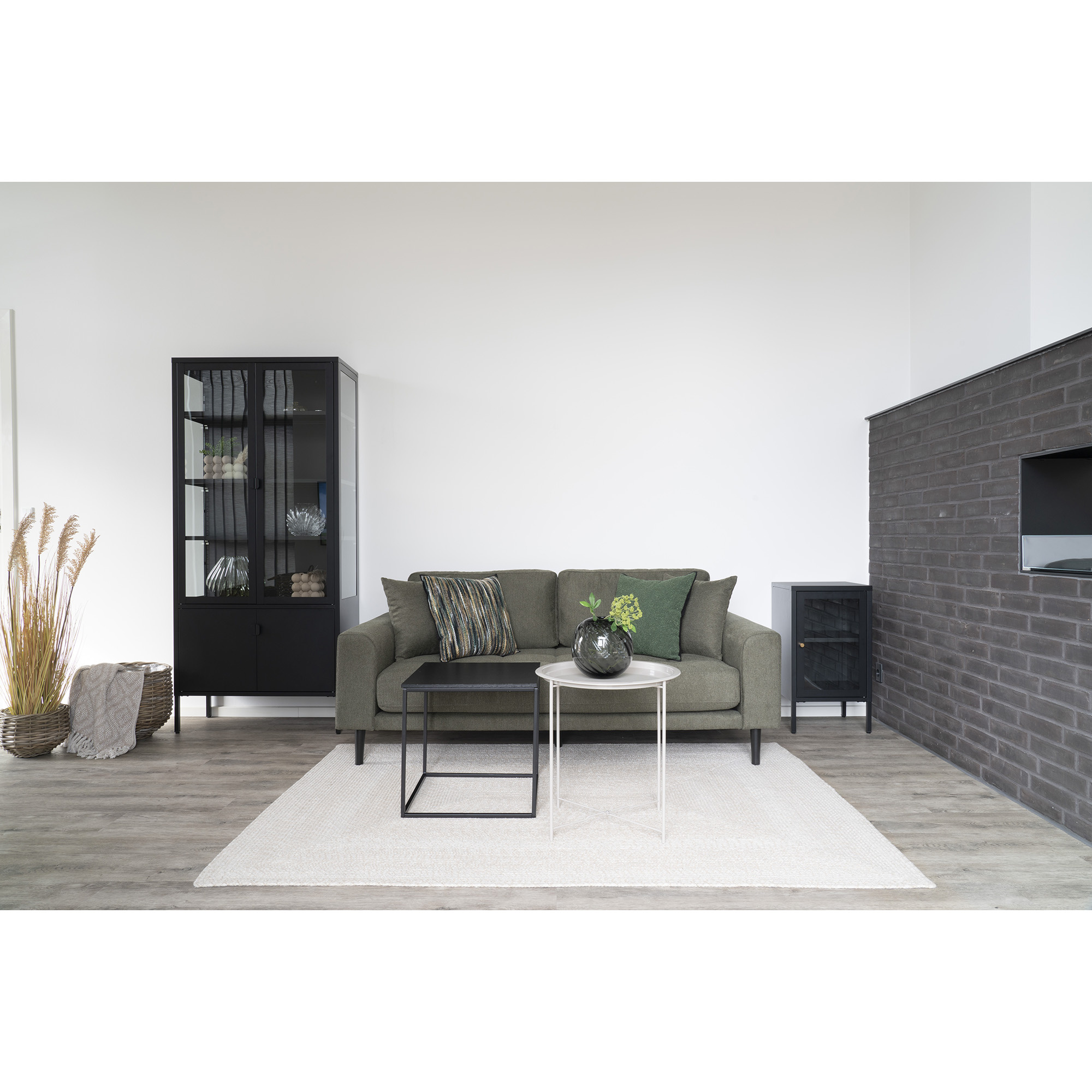 Bastia Beistelltisch - Beistelltisch aus beige-grau pulverbeschichtetem Stahl -47x50,5 cm