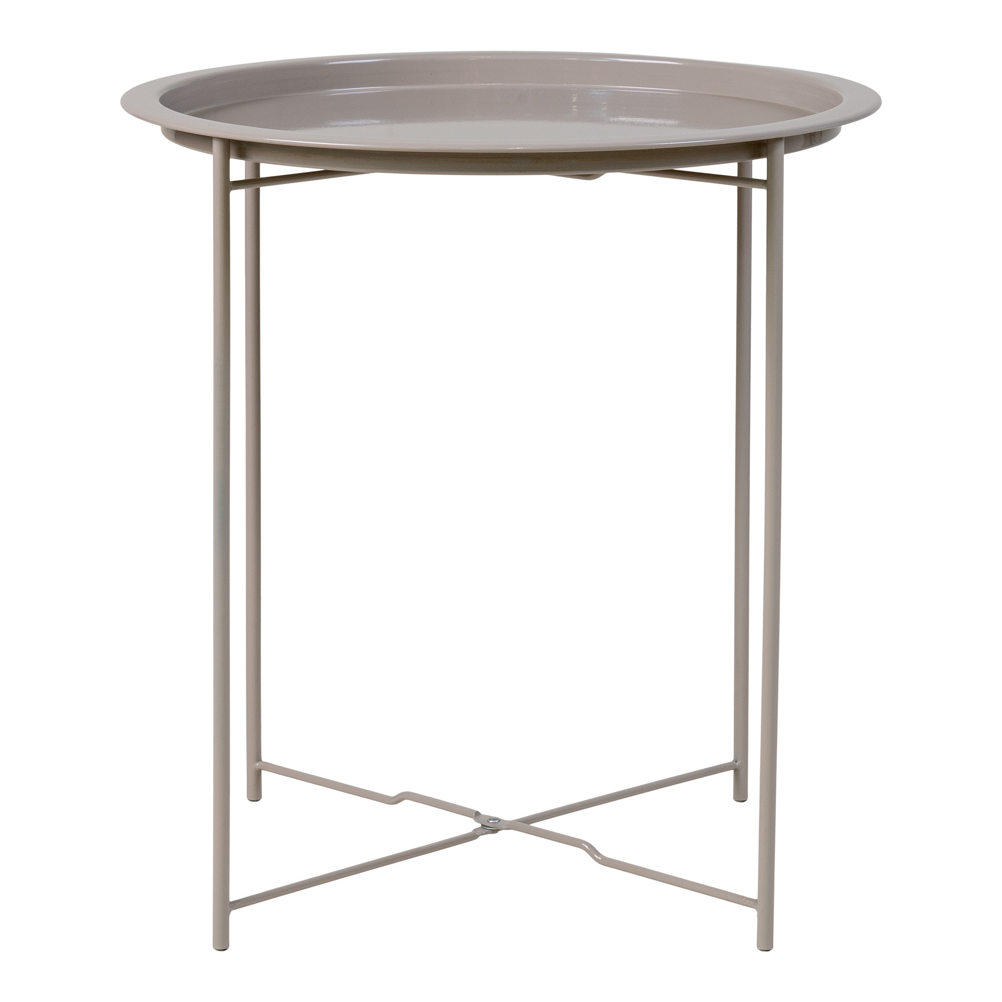 Bastia Beistelltisch - Beistelltisch aus beige-grau pulverbeschichtetem Stahl -47x50,5 cm