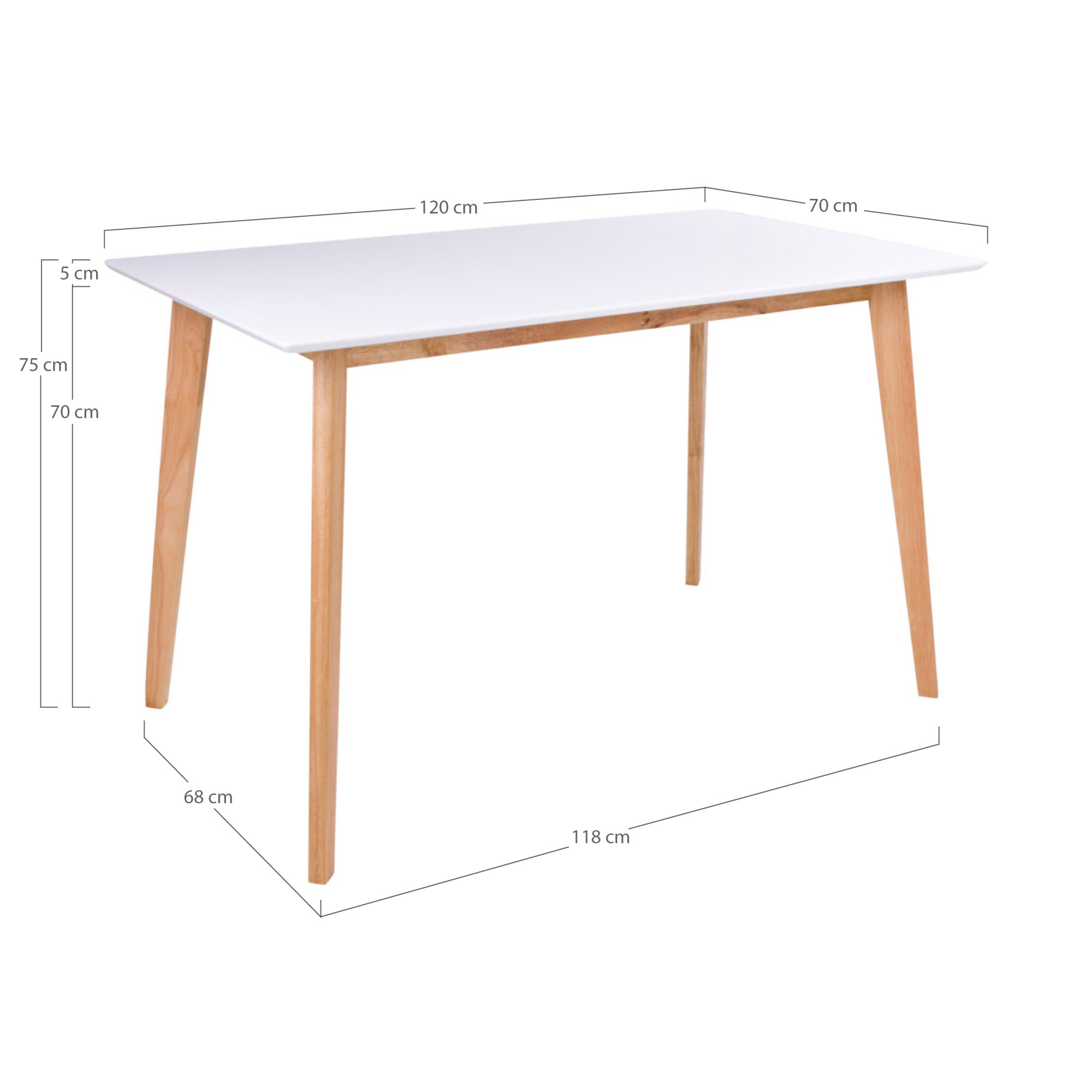 Vojens Esstisch - Tisch in weiß und natur - 120x70xh75 cm