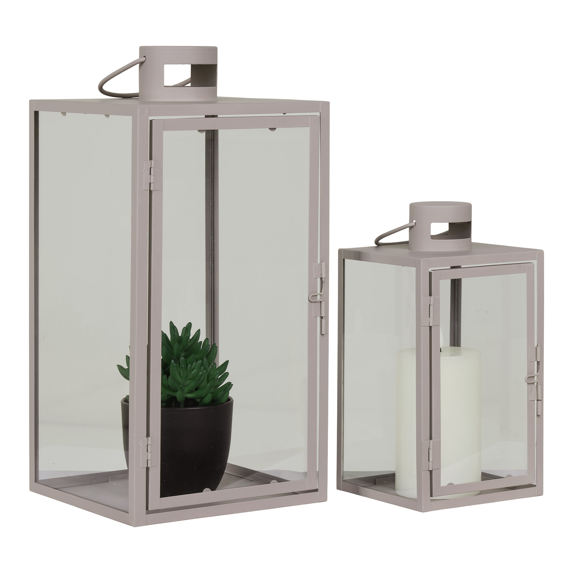 Laterne Korfu - Gartendekoration - 2er Set - Grau - Metall