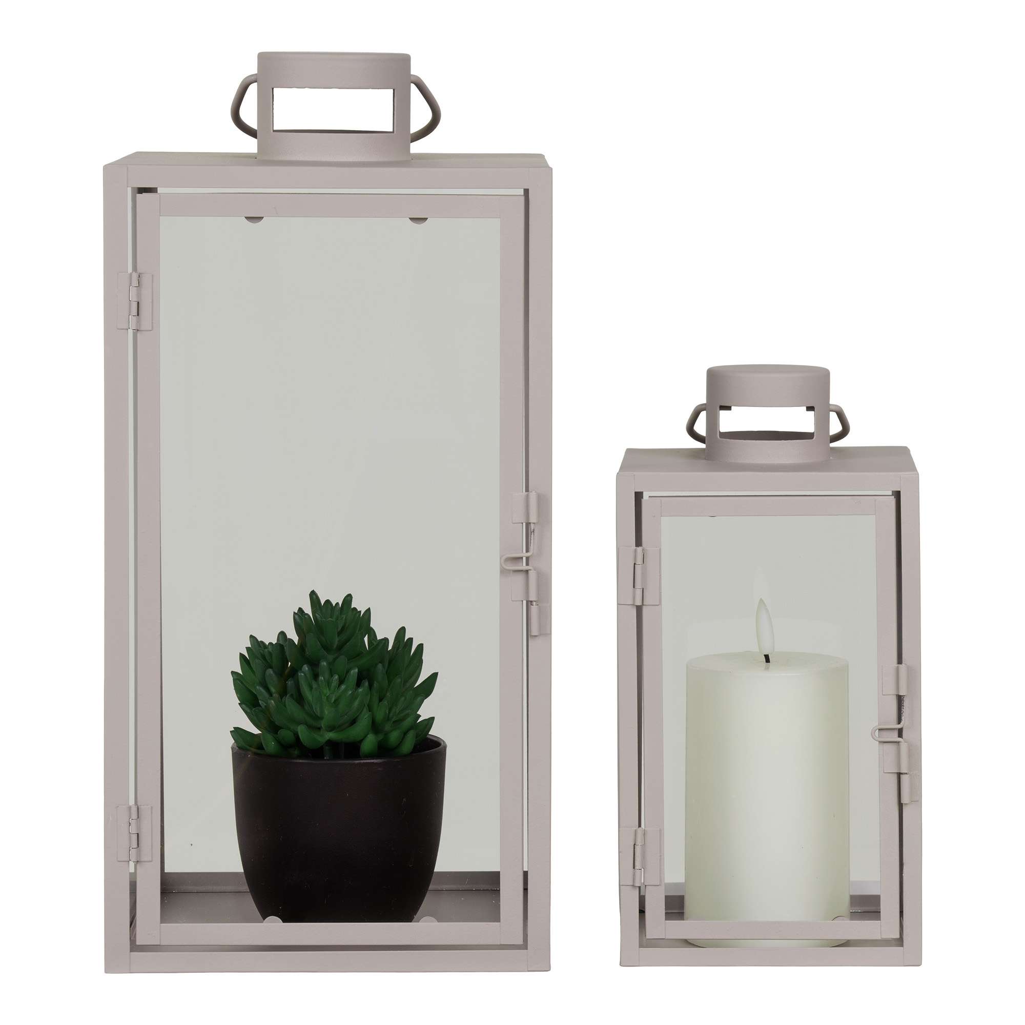 Laterne Korfu - Gartendekoration - 2er Set - Grau - Metall