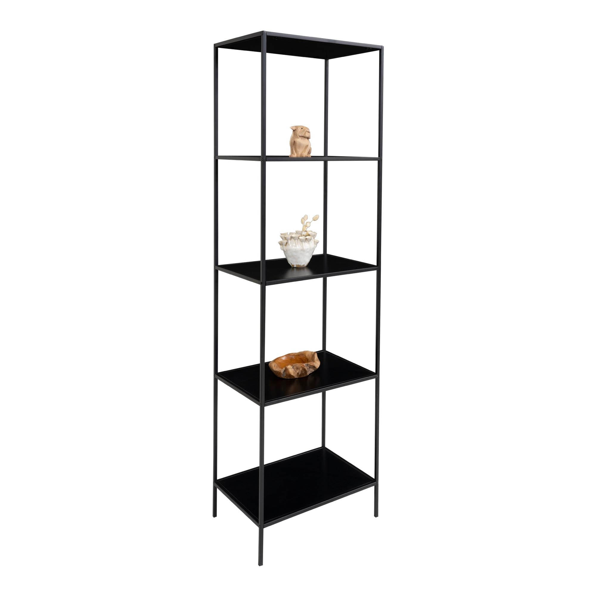 Vita Regal - Regal mit schwarzem Rahmen und 5 schwarzen Böden 51x36x170 cm