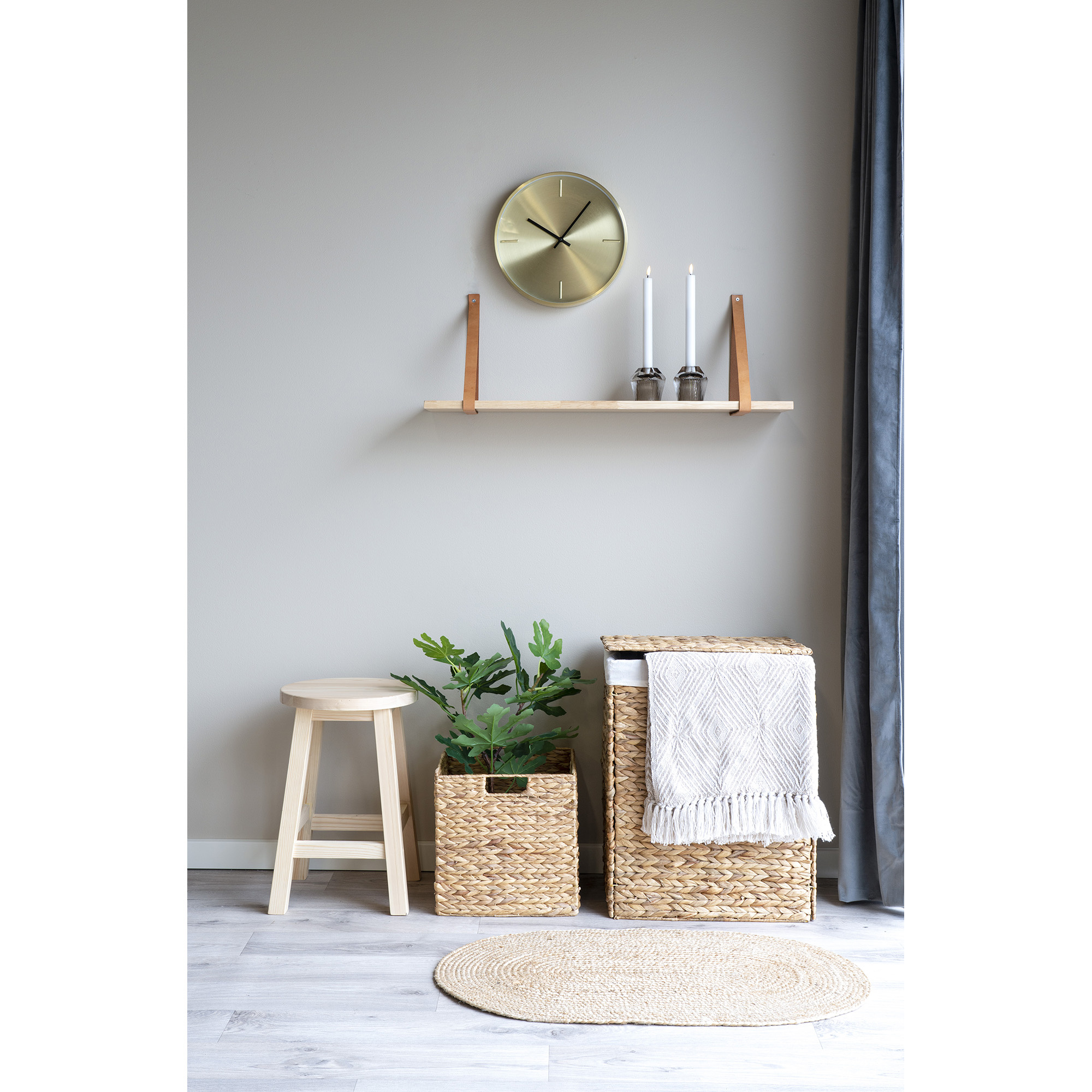 House Nordic – Passo Wäschekorb mit Deckel aus Wasserhyazinthe – 43 x 32 x 55 cm – Natur – Baumwolle/Polyester