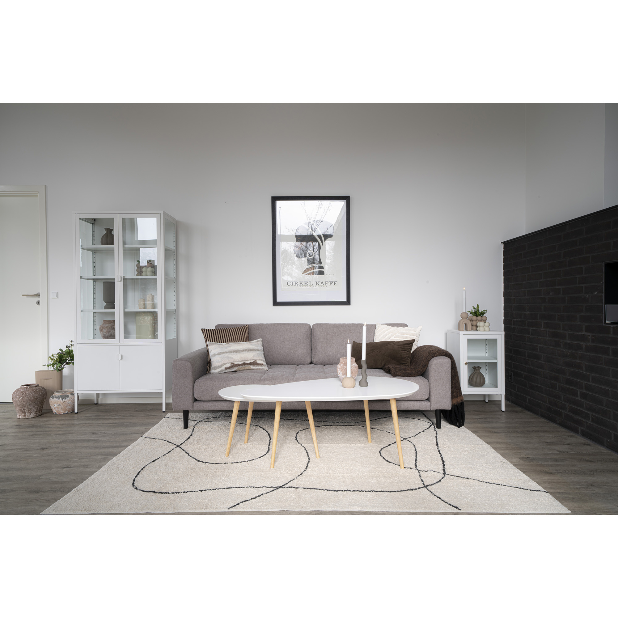 Tampa Vloerkleed- in natuurlijk katoen met print -160x230 cm
