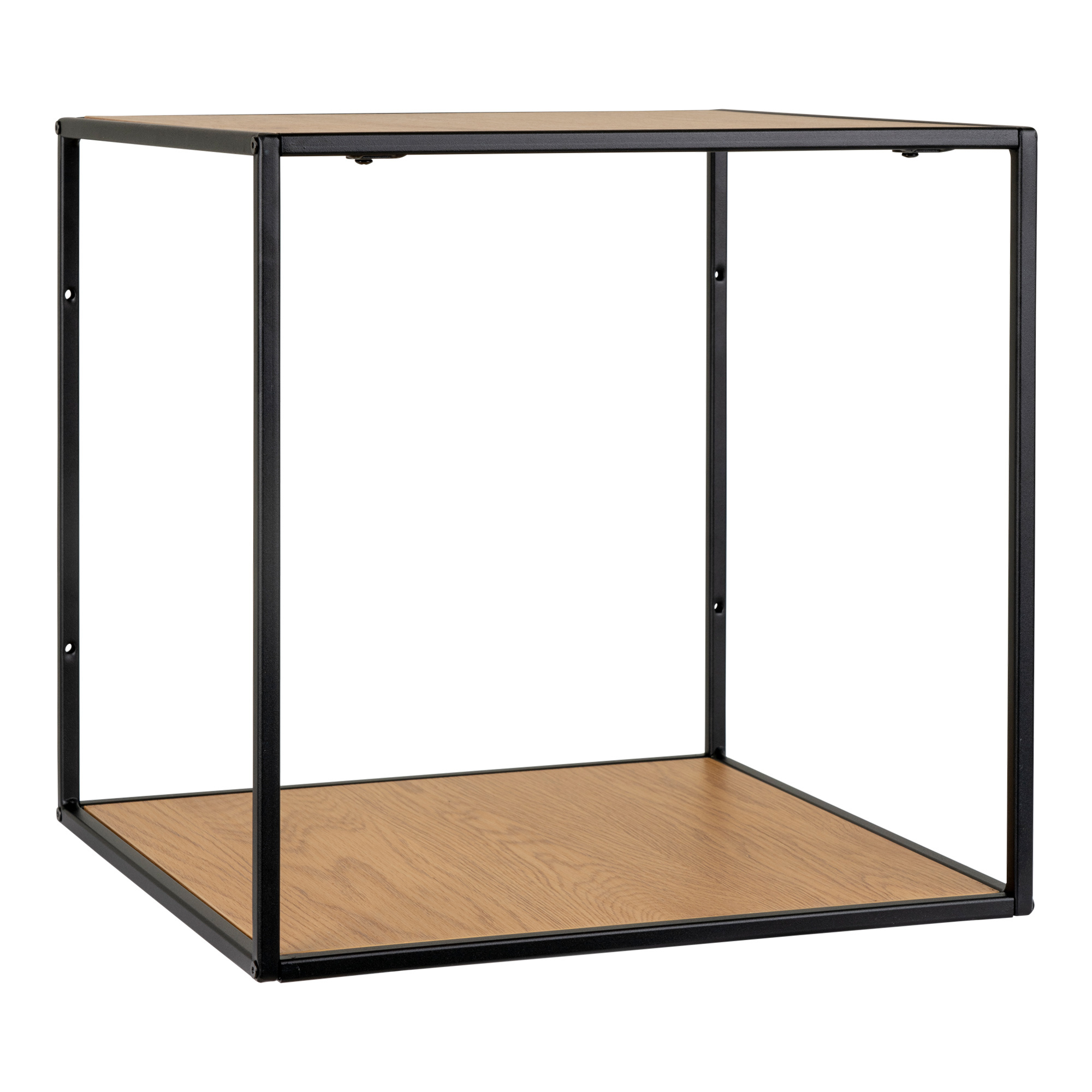 Vita Wallshelf - Regal mit schwarzem Rahmen und Fachböden in Eichenoptik 36x36x36 cm