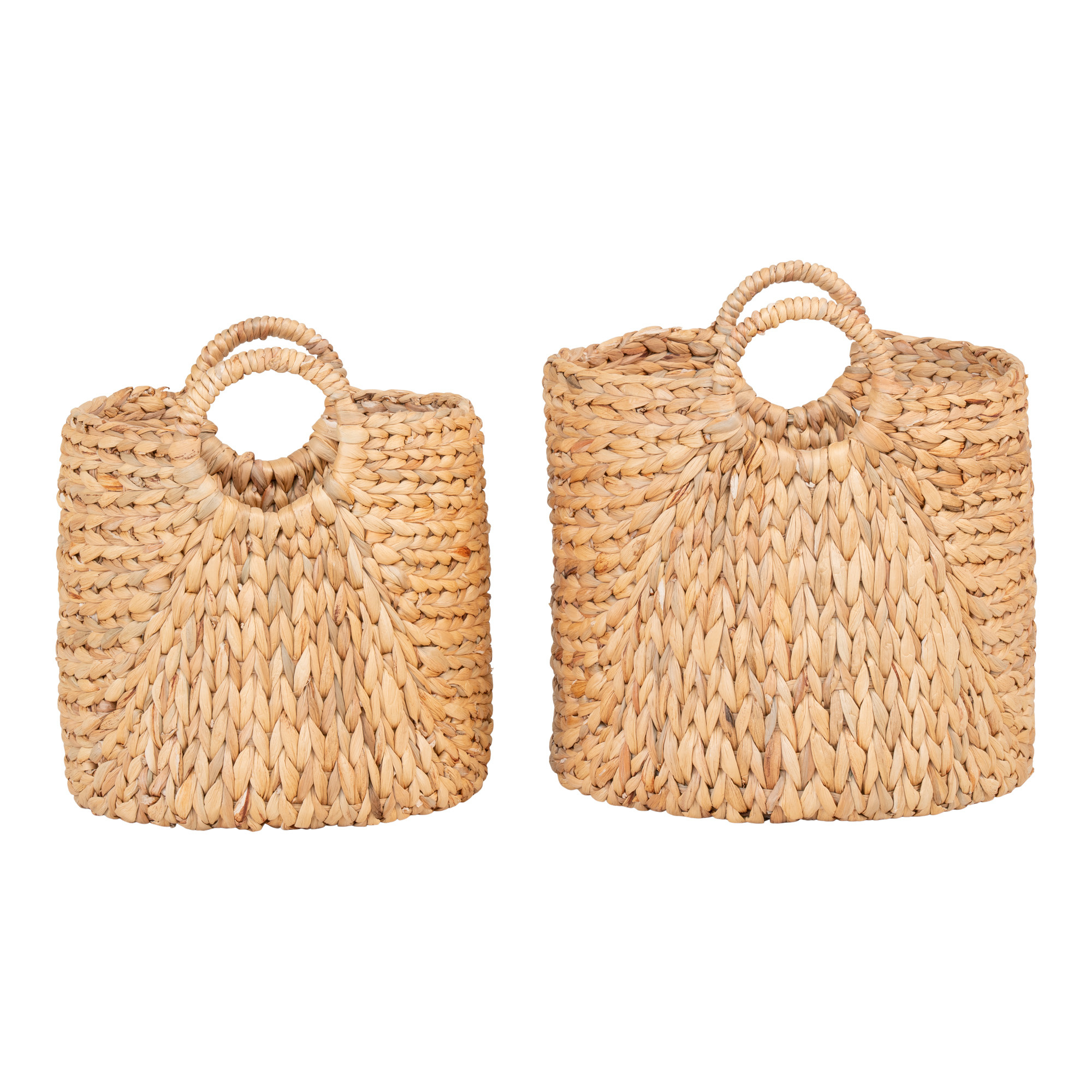 House Nordic – Passo Körbe rund 2er Set – 30/35 x 34/37 x 30/35 cm – Natur – Wasserhyazinthe