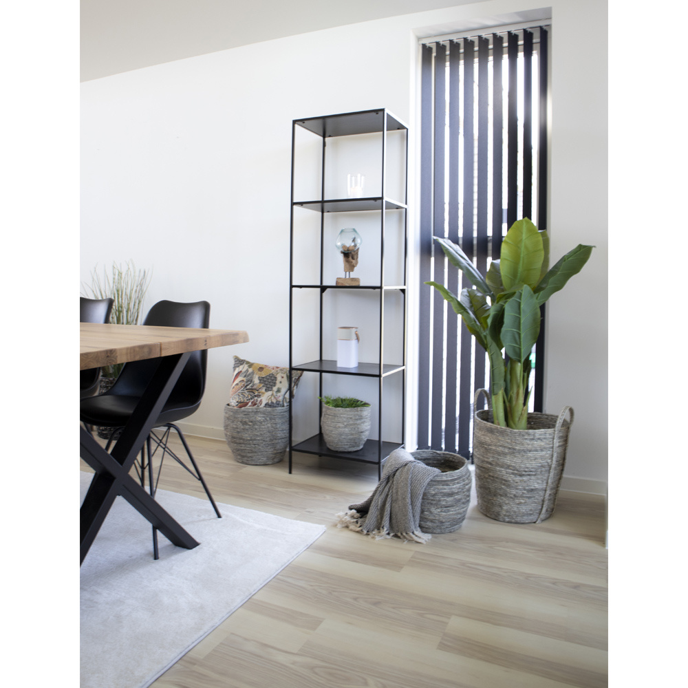 Vita Regal - Regal mit schwarzem Rahmen und 5 schwarzen Böden 51x36x170 cm