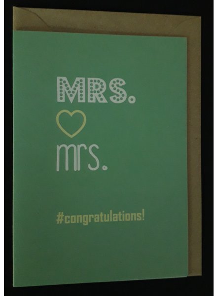 hashtag Wenskaart + enveloppe | #congratulations Mrs x Mrs