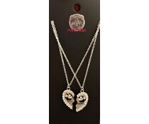 Pandasia Panda necklace silver colored 'Best friends'