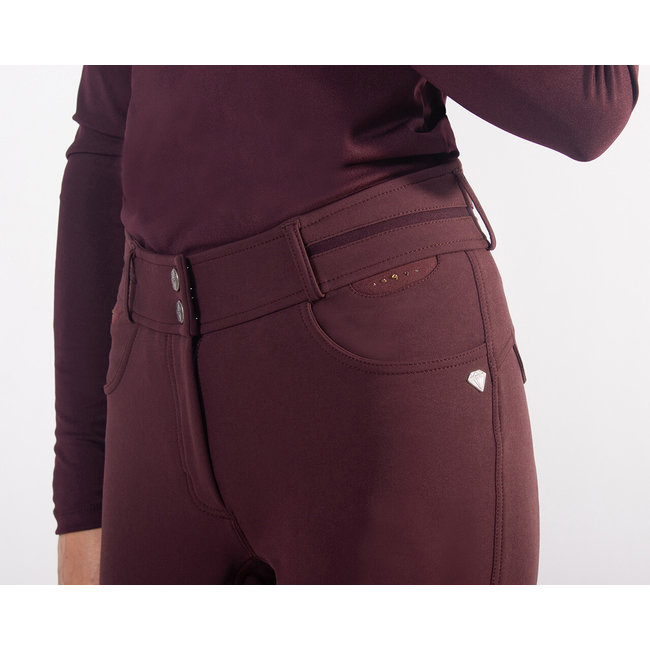 QHP QHP Rijbroek Diamond Anti-slip zitvlak Wine Red 34