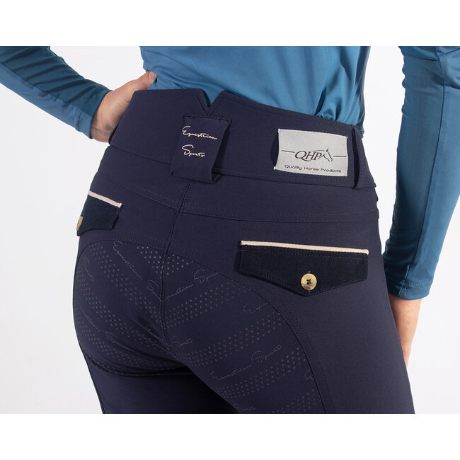 QHP QHP Rijbroek Zarah anti-slip zitvlak 34 Navy