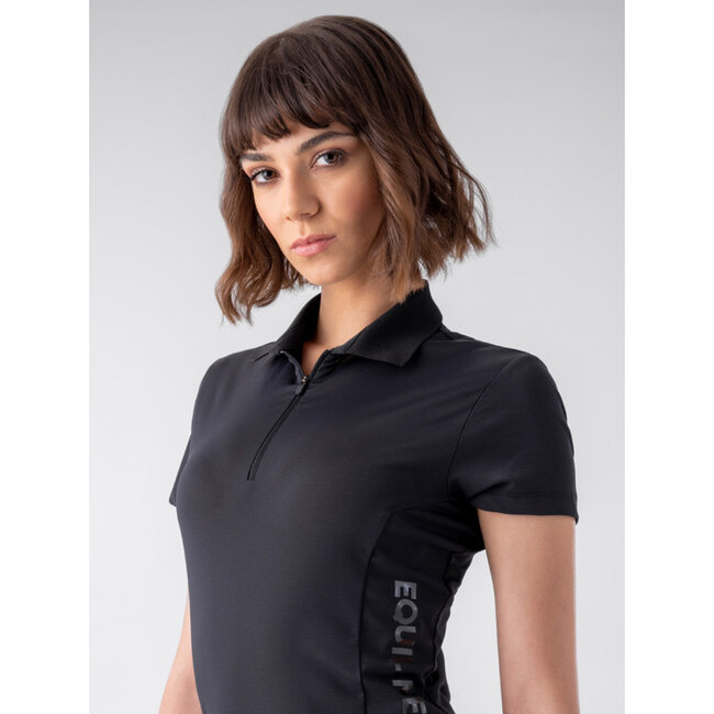 Equiline Equiline HALF ZIPPED BLACK WOMEN'S TECH POLO SHIRT