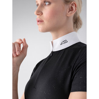 Equiline EQUILINE BLACK WOMEN'S COMPETITION POLO SHIRT WITH GLITTER FABRIC