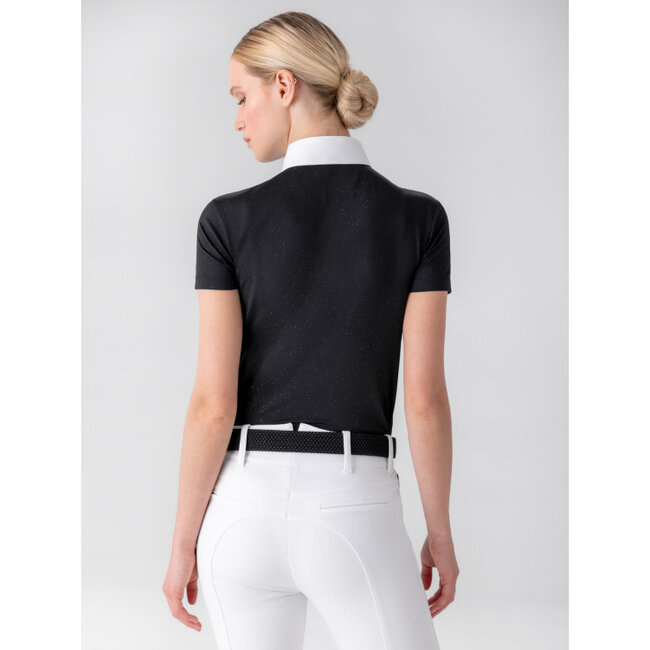 Equiline EQUILINE BLACK WOMEN'S COMPETITION POLO SHIRT WITH GLITTER FABRIC