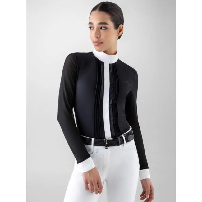 Equiline Equiline wedstrijdblouse lange mouwen met tule
