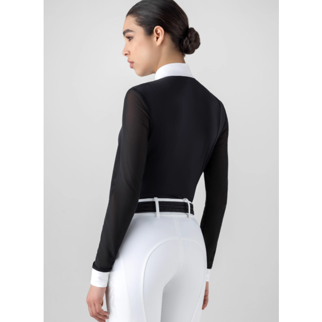 Equiline Equiline wedstrijdblouse lange mouwen met tule