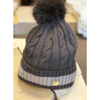 Joline Joline Beanie Muts Pompon Brown