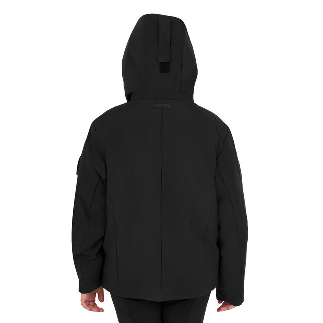 Equestro Unisex kids' jacket made from windproof and water-repellent material, with a hood and front zipper for great functionality and protection from the elements.