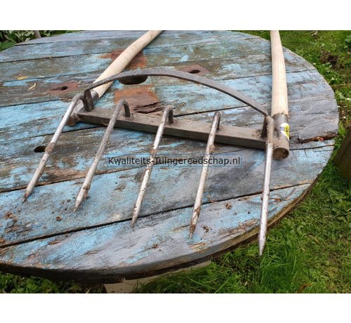 De Pypere Bio Tuinvork-Grelinette 5 Gesmede Tanden met 2 Stelen