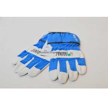 Kwaliteits-tuingereedschap Kinderhandschoen OX-ON leer 8 tot10 jaar blauw