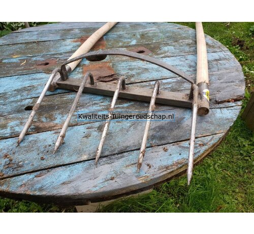 De Pypere  Vervangsteel voor Bio Tuinvork-Grelinette 5 Gesmede Tanden met 2 Stelen