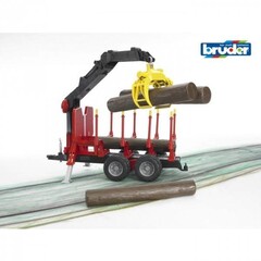 Bruder Bruder 02252 - Bomen transport aanhanger met houtkraan