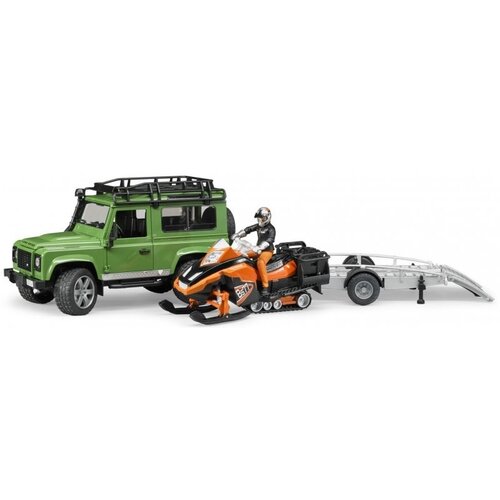 Bruder 02594 - Landrover Defender met aanhanger en sneeuwscooter