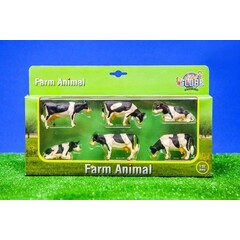 Kids Globe Koeien set zwartbont 6 stuks (1:32)