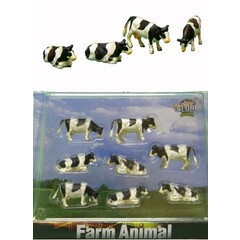 Kids Globe Koeien zwartbont 8 stuks (1:87)