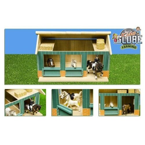 Kids Globe Houten paardenstal 3 stallen o.a. voor schleich (1:24)