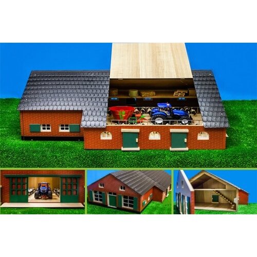 Kids Globe Houten boerderij met stal (1:32)