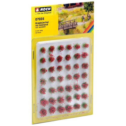 Noch Grasbundels rood bloeiend 42 stuks 6mm hoog
